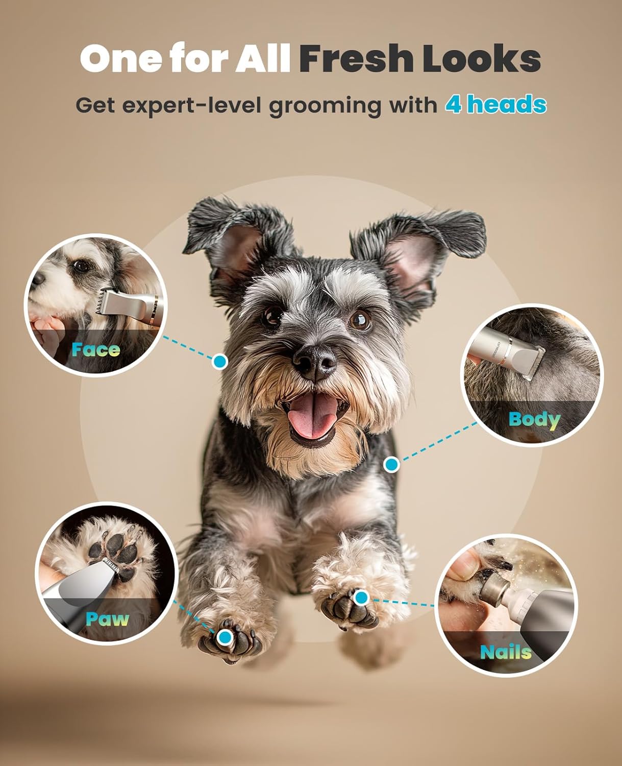 4 in 1 Dog Grooming Kit with LCD Display