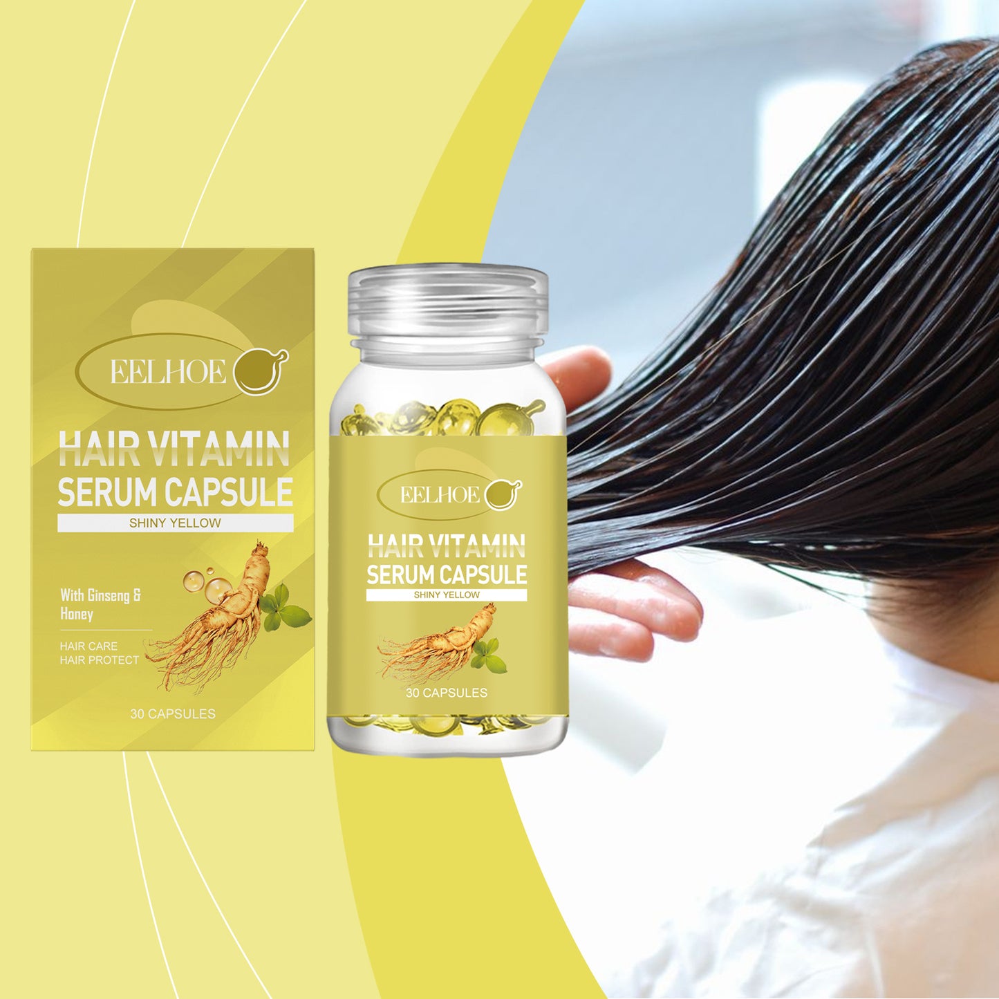 EELHOE Hair Oil Capsules For Scalp Care, Improve Dry And Frizzy Hair, Gentle And Moisturizing Hair Oil